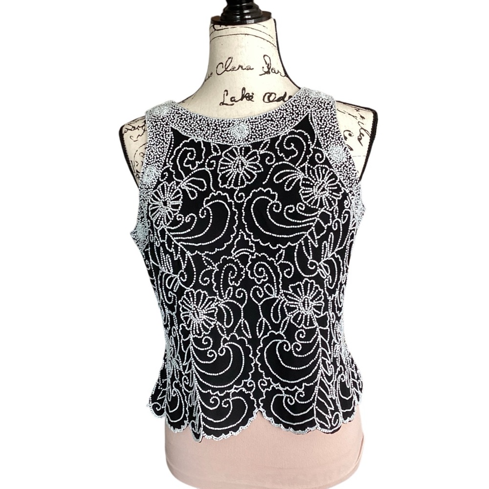 J Kara Formal beaded top. Size Medium Petite - Picture 1 of 16
